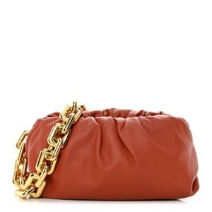 BOTTEGA VENETA Calfskin The Pouch Chain Orange Bag